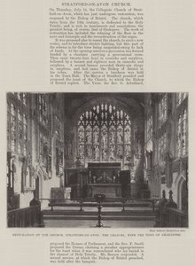 Restauratie van de kerk, Stratford-on-Avon, het koor, met het graf van Shakespeare door English Photographer