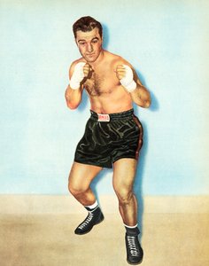 Rocky Marciano, zwaargewicht bokskampioen van de wereld, ongeslagen in achtenveertig professionele gevechten