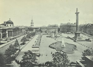 Saint Martin in the Fields National Gallery Nelsons Column, Trafalgar Square, Westminster: dakzicht oostwaarts, 1895