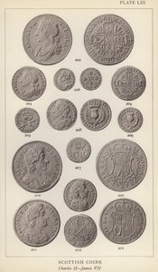 Schotse munten, Charles II, James VII (zwart-wit foto)