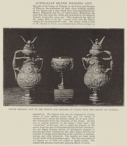 Zilveren huwelijksgeschenk aan de prins en prinses van Wales van de kolonie Victoria door English Photographer