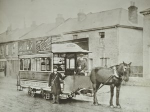 Eenpaardskar van de Croydon Tramways Company bij de Red Deer eindhalte, 1885 door English Photographer