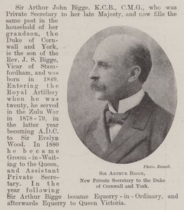 Sir Arthur Bigge, nieuwe privésecretaris van de hertog van Cornwall en York door English Photographer
