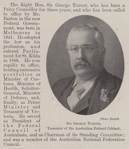 Sir George Turner, penningmeester van het Australische federale kabinet