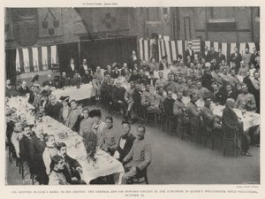 Sir Redvers Bullers antwoord aan zijn critici, de generaal en Sir Howard Vincent bij de lunch voor Queens Winchester Rifle Volunteers, 10 oktober door English Photographer