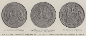 Sir Walter Raleghs Officiële Zegels, te presenteren aan het British Museum door English Photographer