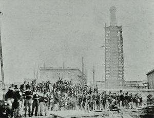 Southern Outfall Riool, Crossness: hoogwaardigheidsbekleders op de locatie, 1865 door English Photographer