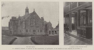 De bibliotheek van St Deiniol, ter nagedachtenis aan Mr Gladstone, in Hawarden, te openen door graaf Spencer op 14 oktober door English Photographer