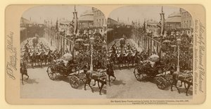 Stereografische afdruk van het diamanten jubileum van koningin Victoria door English Photographer