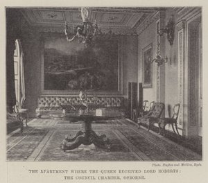 Het appartement waar de koningin Lord Roberts ontving, de Raadskamer, Osborne