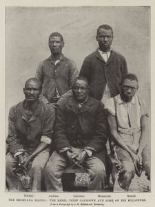 De Bechuana-opstand, de rebellenleider Galishwe en enkele van zijn volgelingen door English Photographer