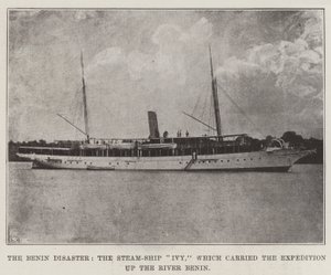 De Benin-ramp, het stoomschip Ivy, dat de expeditie de Benin-rivier op bracht door English Photographer