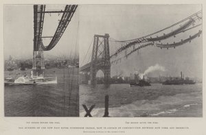 De Brand van de Nieuwe East River Hangbrug, nu in Aanbouw tussen New York en Brooklyn door English Photographer