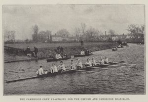 De Cambridge Crew oefent voor de Oxford en Cambridge Bootrace