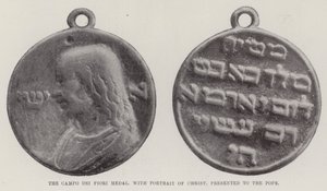 De Campo dei Fiori Medaille, met Portret van Christus, aangeboden aan de Paus
