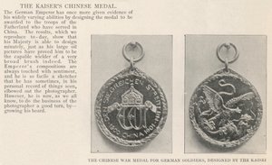De Chinese Oorlogsmedaille voor Duitse Soldaten, Ontworpen door de Keizer door English Photographer
