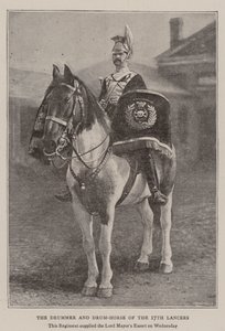 De trommelaar en trommelpaard van de 17e Lancers