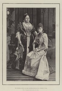 De hertogin van Teck en haar dochter, prinses May, hertogin van York