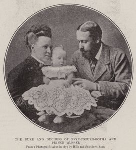 De hertog en hertogin van Saksen-Coburg-Gotha en prins Alfred door English Photographer