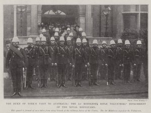 Het bezoek van de hertog van York aan Australië, het 1e Middlesex Rifle Volunteers detachement van de koninklijke lijfwacht door English Photographer