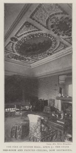 De Brand in Euston Hall, 5 april, de Staatslaapkamer en het Geschilderde Plafond, nu vernietigd door English Photographer