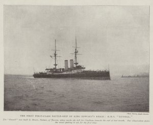 Het eerste eersteklas slagschip van koning Edward, HMS Russell door English Photographer
