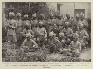 De grensproblemen in India, kolonel Warburton en een groep Afridi-levies