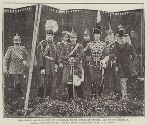 De Duitse Keizer, Hertog van Cambridge, Prins Hendrik van Pruisen, en Prins Christiaan