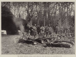 De Duitse keizer na een dag jagen met de prins van Schaumburg-Lippe door English Photographer
