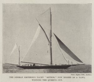 De Duitse Keizersjacht Meteor, nu getuigd als een Yawl, wint de Koningsbeker door English Photographer