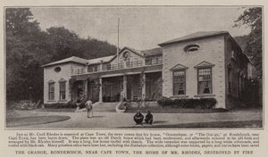 The Grange, Rondebosch, nabij Kaapstad, het huis van Mr Rhodes, verwoest door brand door English Photographer