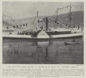 De koning en koningin arriveren in Dartmouth aan boord van de Dolphin, 7 maart door English Photographer