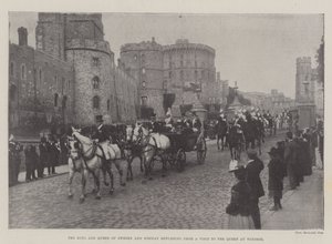 De koning en koningin van Zweden en Noorwegen terugkerend van een bezoek aan de koningin in Windsor door English Photographer