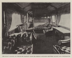 De salon van de koning, waarin Zijne Majesteit zijn recente reis tussen Londen en Portsmouth maakte door English Photographer