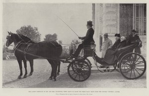 De nieuwste portretten van de heer en mevrouw Gladstone, wanneer ze op het punt staan te vertrekken voor hun dagelijkse rit vanuit het Chateau Thorenc, Cannes