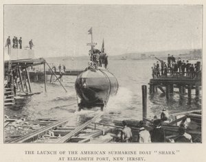 De lancering van de Amerikaanse onderzeeër Shark in Elizabeth Port, New Jersey door English Photographer