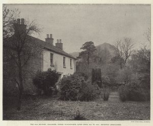 De oude pastorie, Grasmere, waar Wordsworth woonde van 1811 tot 1813, onlangs gesloopt door English Photographer