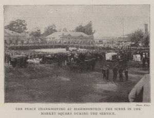 De Dankzegging voor de Vrede in Bloemfontein, de Scène op het Marktplein tijdens de Dienst door English Photographer