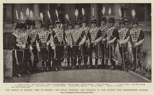 Het Bezoek van de Prins van Wales aan Oxford, zijn Koninklijke Hoogheid en Officieren van de Queen