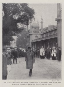 De Tachtigste Verjaardag van de Koningin in Brighton, de Burgemeester en Burgemeesteres keren terug van de Dienst in de Koepel door English Photographer