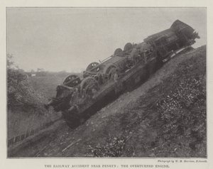 Het treinongeluk bij Penryn, de omgevallen locomotief door English Photographer
