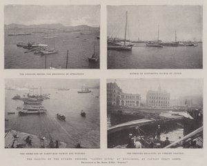 Het bergen van de gezonken baggermachine, Canton River, in Hong-Kong, door kapitein Percy Scott
