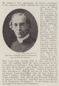 De eerwaarde kanunnik J Armitage Robinson, nieuwe deken van Westminster