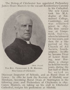 De eerwaarde prebendaris J H Masters, nieuwe kanunnik van Chichester