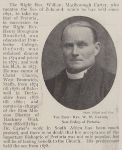 De Zeer Eerwaarde W M Carter, Nieuwe Bisschop van Pretoria
