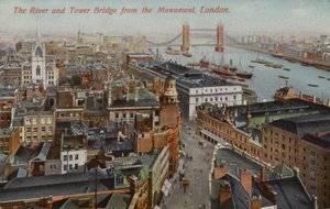 De Rivier en Tower Bridge vanaf het Monument, Londen door English Photographer