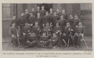 De Roodeval-gevangenen, officieren van de 4e Derbyshire Militie (Sherwood Foresters) gevangen genomen door de Boeren op 7 juni door English Photographer