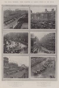 De koninklijke voortgang, hun Majesteiten op verschillende punten van de route door English Photographer