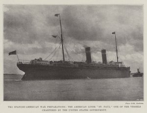 De Spaans-Amerikaanse oorlog voorbereidingen, de Amerikaanse lijnboot St Paul, een van de schepen gecharterd door de Amerikaanse regering door English Photographer