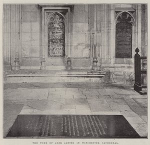 Het graf van Jane Austen in de kathedraal van Winchester